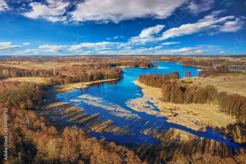 Fototapeta Naklejka Na Ścianę i Meble -  Spring in Masuria from a bird's eye view, Poland