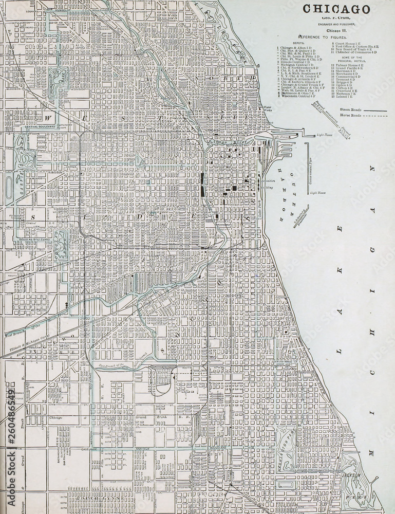 Obraz premium Old map. Engraving image