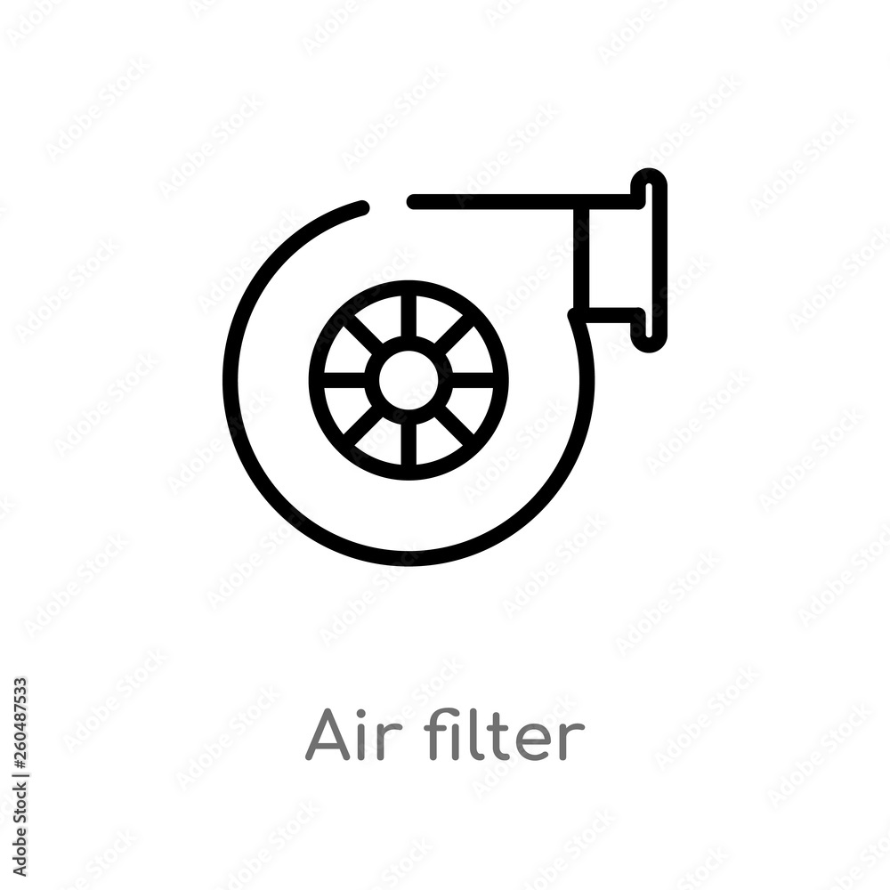outline air filter vector icon. isolated black simple line element illustration from transportation concept. editable vector stroke air filter icon on white background