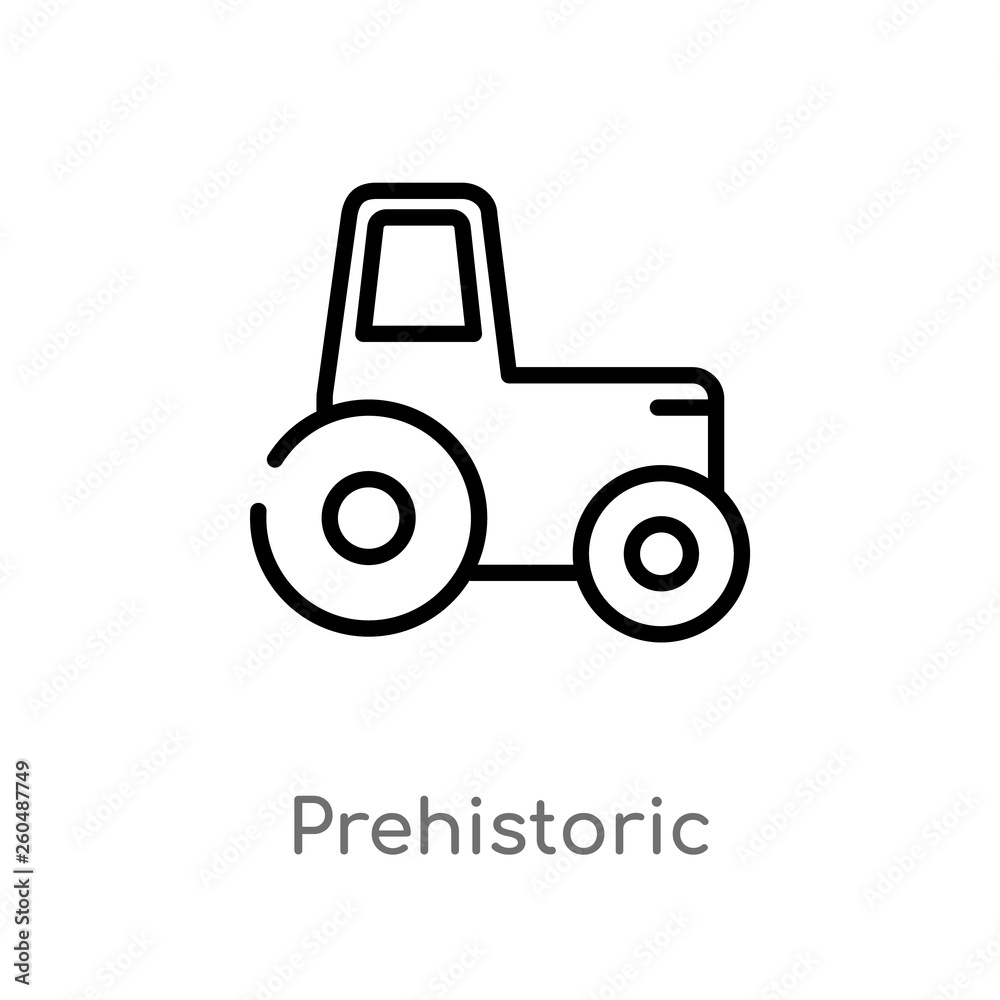 outline prehistoric vector icon. isolated black simple line element illustration from transportation concept. editable vector stroke prehistoric icon on white background