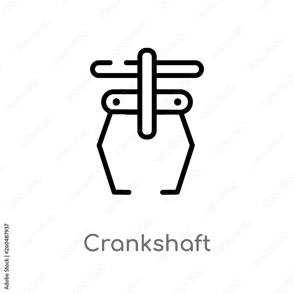 outline crankshaft vector icon. isolated black simple line element illustration from transportation concept. editable vector stroke crankshaft icon on white background outline crankshaft vector icon. isolated black simple line element illustration from transportation concept. editable vector stroke crankshaft icon on white background