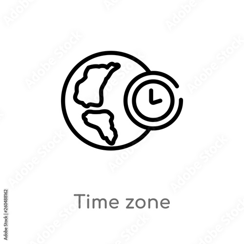 outline time zone vector icon. isolated black simple line element illustration from travel concept. editable vector stroke time zone icon on white background