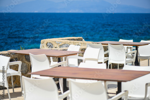 Cafe on the terrace near the sea