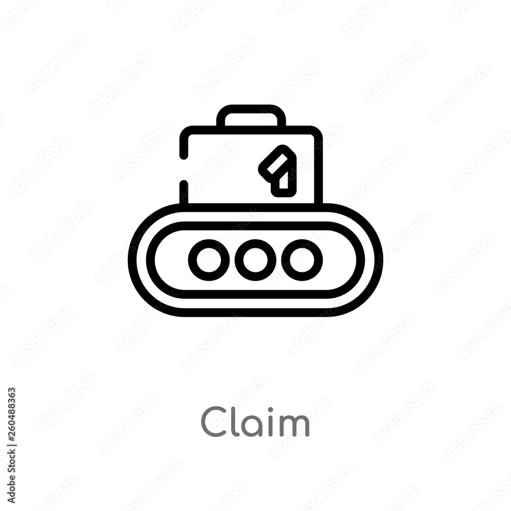 outline claim vector icon. isolated black simple line element illustration from travel concept. editable vector stroke claim icon on white background outline claim vector icon. isolated black simple line element illustration from travel concept. editable vector stroke claim icon on white background