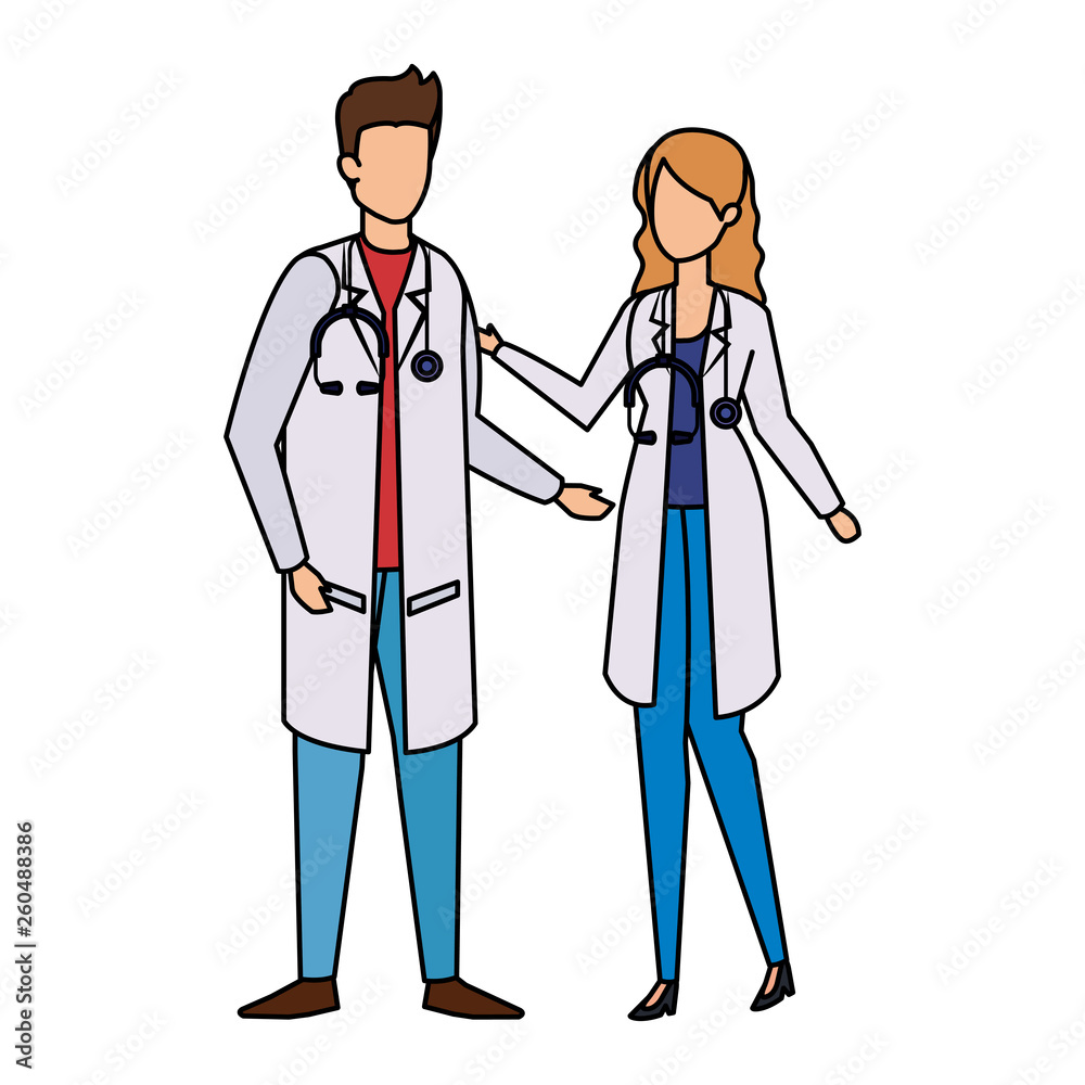 couple of professionals doctors avatars characters couple of professionals doctors avatars characters