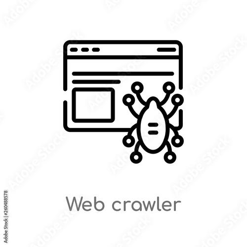 outline web crawler vector icon. isolated black simple line element illustration from ui concept. editable vector stroke web crawler icon on white background