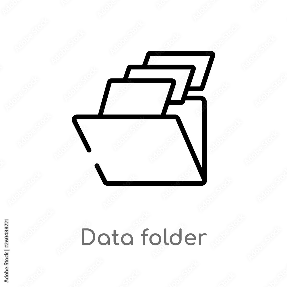 outline data folder vector icon. isolated black simple line element illustration from user interface concept. editable vector stroke data folder icon on white background outline data folder vector icon. isolated black simple line element illustration from user interface concept. editable vector stroke data folder icon on white background