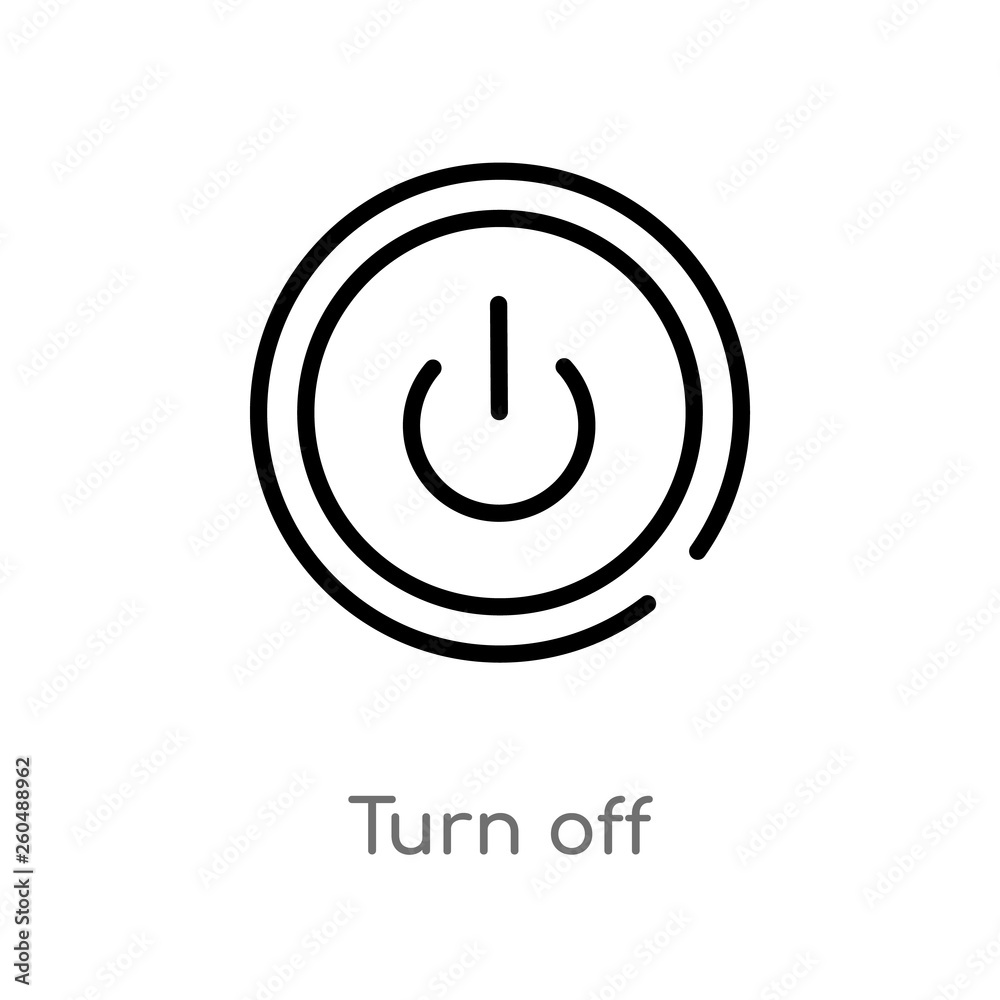 outline turn off vector icon. isolated black simple line element illustration from user interface concept. editable vector stroke turn off icon on white background outline turn off vector icon. isolated black simple line element illustration from user interface concept. editable vector stroke turn off icon on white background