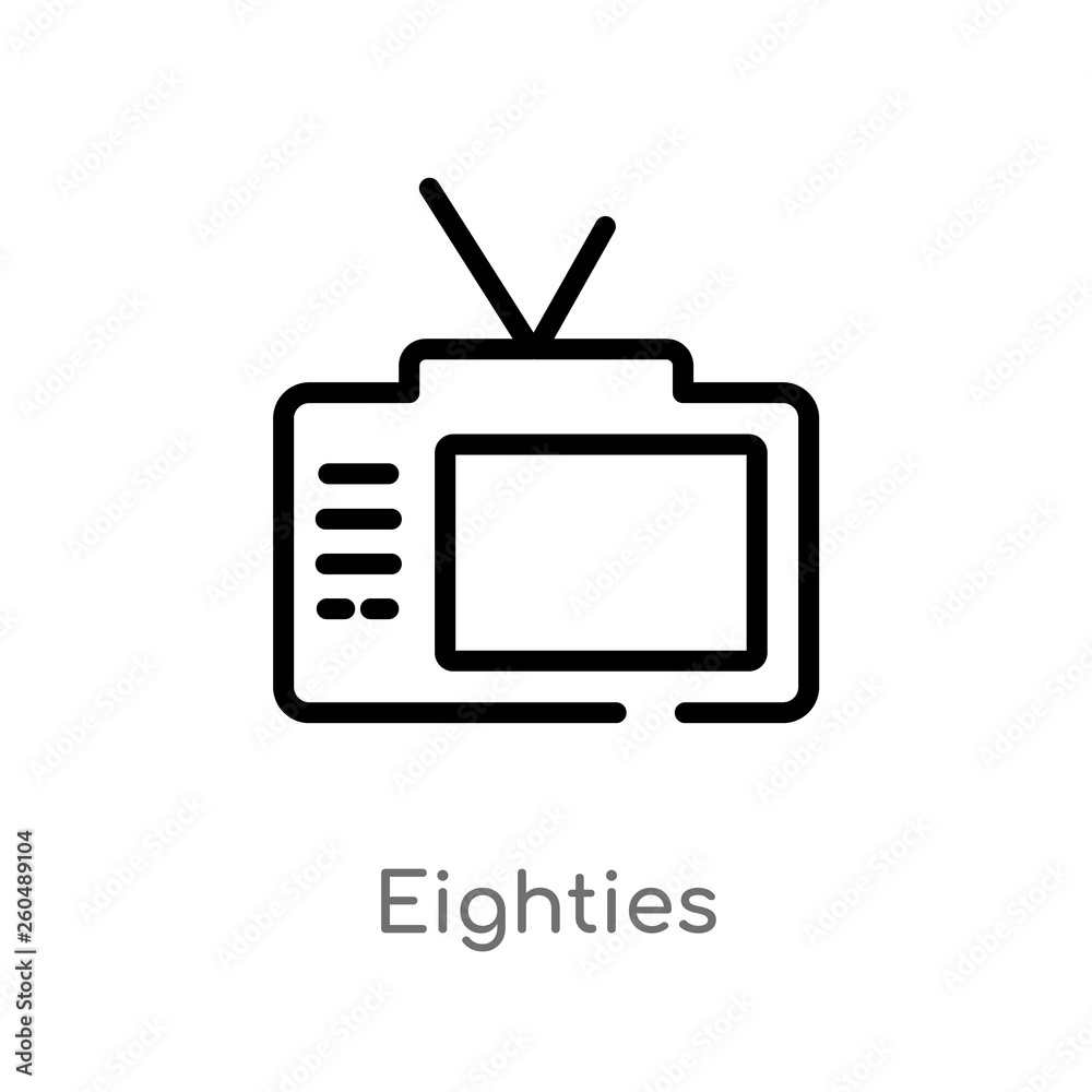 outline eighties vector icon. isolated black simple line element illustration from user interface concept. editable vector stroke eighties icon on white background outline eighties vector icon. isolated black simple line element illustration from user interface concept. editable vector stroke eighties icon on white background