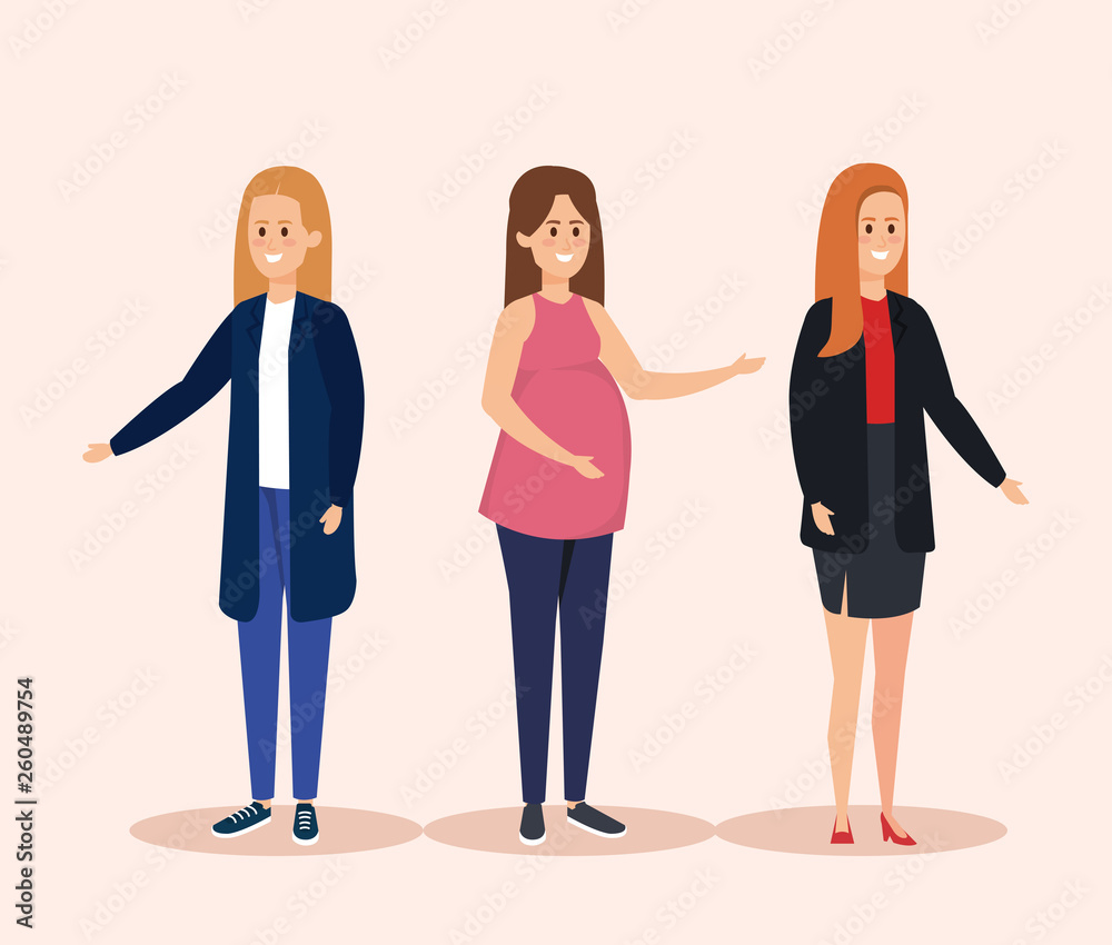 set cute girls with hairstyle and fashion clothes set cute girls with hairstyle and fashion clothes