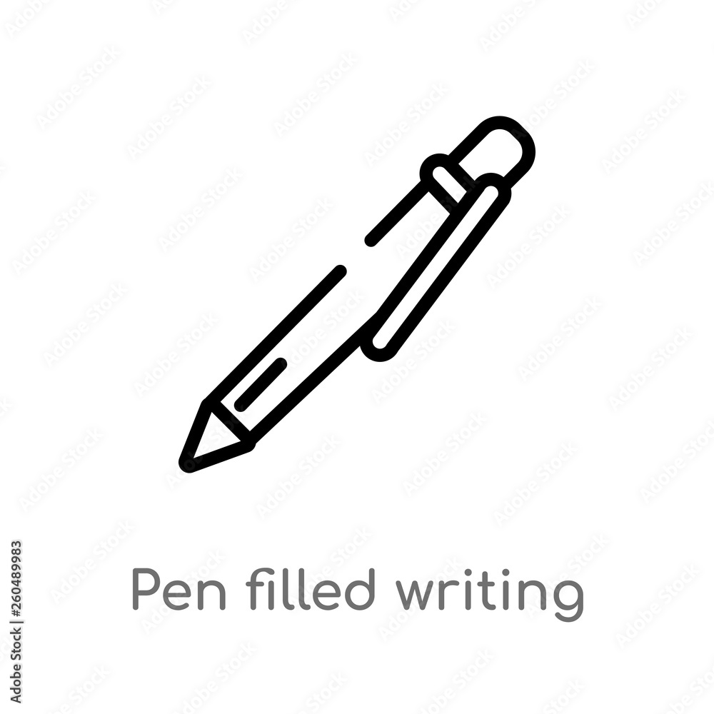 outline pen filled writing tool vector icon. isolated black simple line element illustration from user interface concept. editable vector stroke pen filled writing tool icon on white background outline pen filled writing tool vector icon. isolated black simple line element illustration from user interface concept. editable vector stroke pen filled writing tool icon on white background