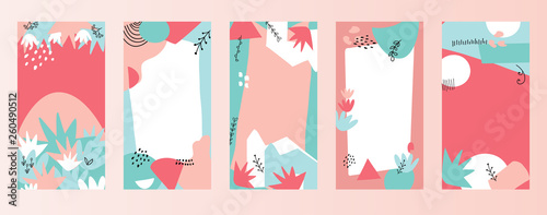 Abstract hand drawn colorful modern shapes background with empty text space.Vector artistic illustration for ad, banners, landing,cards, promotion, advertising,poster,web