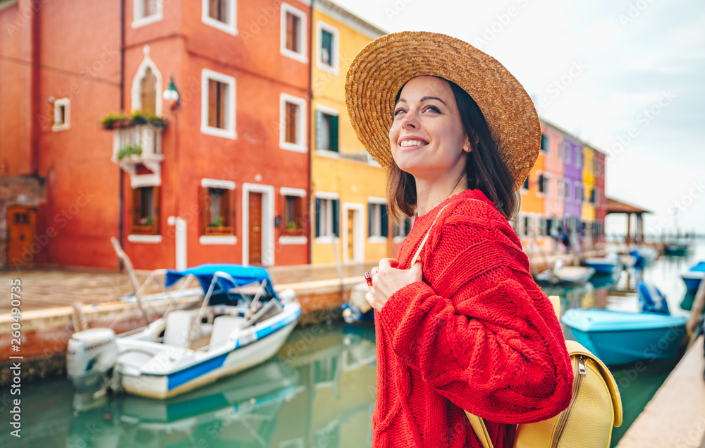 Smiling beautiful girl in Italy