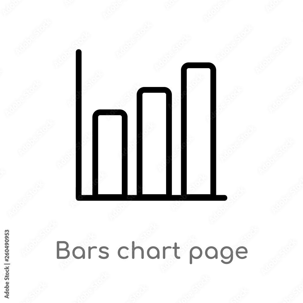 outline bars chart page vector icon. isolated black simple line element illustration from user interface concept. editable vector stroke bars chart page icon on white background outline bars chart page vector icon. isolated black simple line element illustration from user interface concept. editable vector stroke bars chart page icon on white background