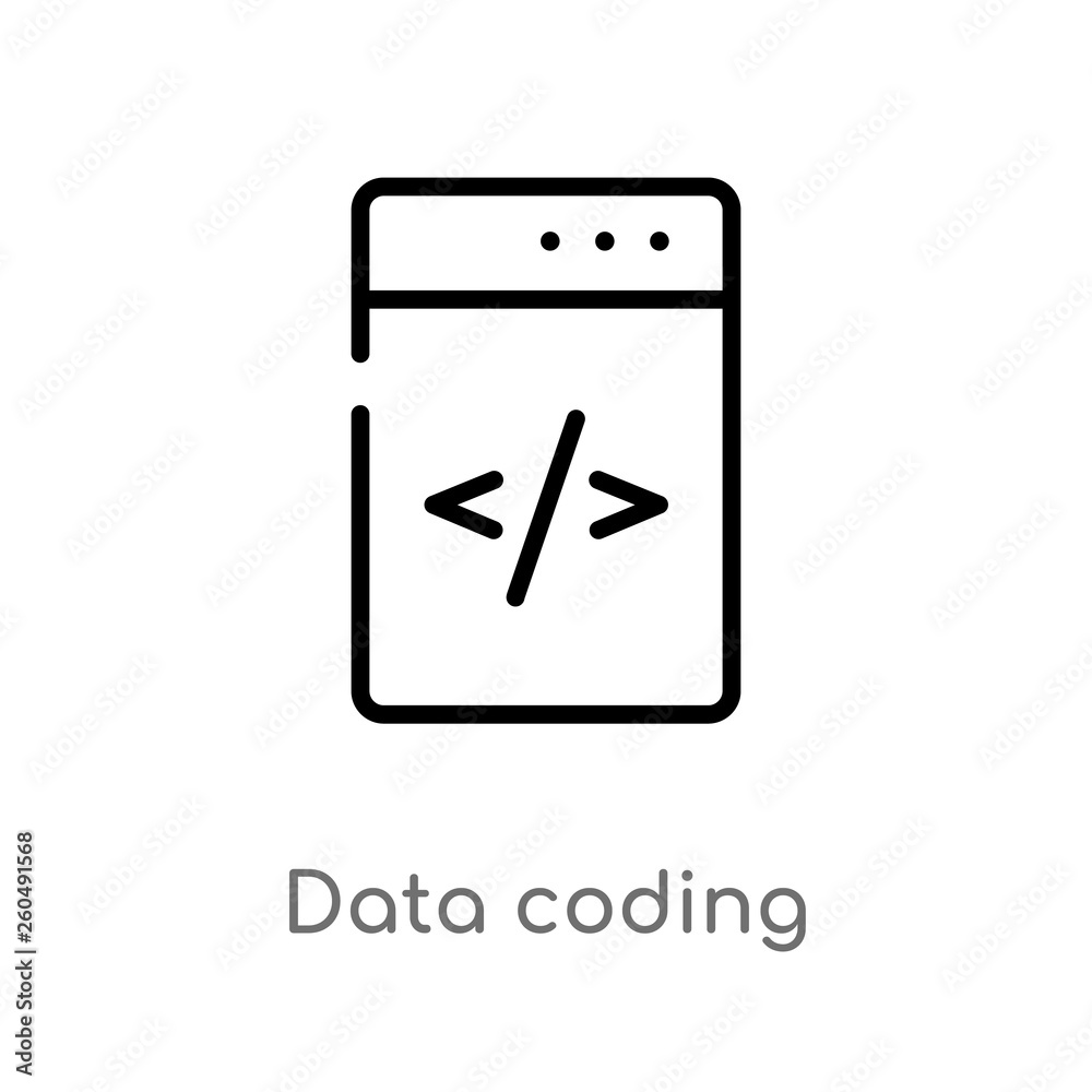 outline data coding vector icon. isolated black simple line element illustration from user interface concept. editable vector stroke data coding icon on white background outline data coding vector icon. isolated black simple line element illustration from user interface concept. editable vector stroke data coding icon on white background