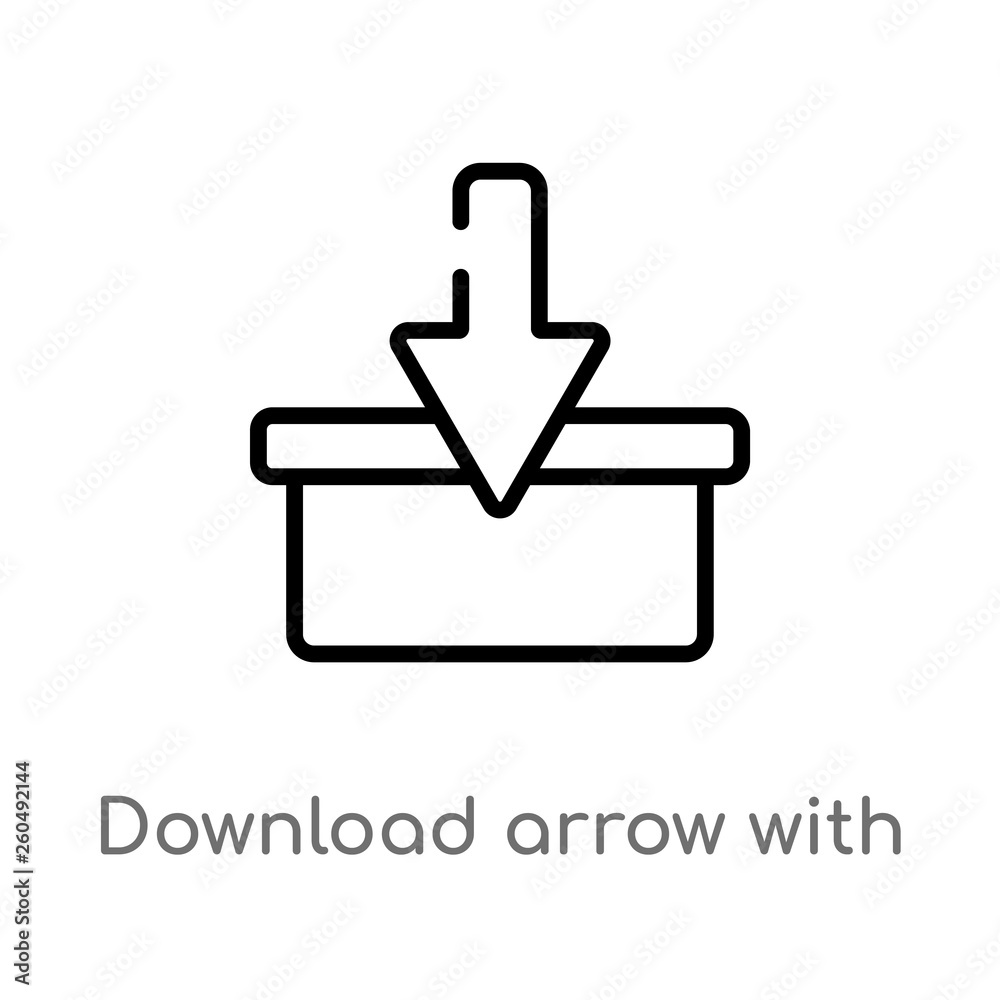 outline download arrow with bar vector icon. isolated black simple line element illustration from ultimate glyphicons concept. editable vector stroke download arrow with bar icon on white background outline download arrow with bar vector icon. isolated black simple line element illustration from ultimate glyphicons concept. editable vector stroke download arrow with bar icon on white background