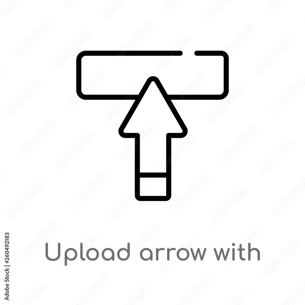 outline upload arrow with bar vector icon. isolated black simple line element illustration from ultimate glyphicons concept. editable vector stroke upload arrow with bar icon on white background outline upload arrow with bar vector icon. isolated black simple line element illustration from ultimate glyphicons concept. editable vector stroke upload arrow with bar icon on white background