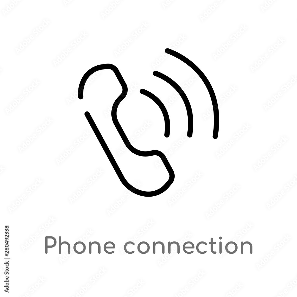 Obraz premium outline phone connection vector icon. isolated black simple line element illustration from ultimate glyphicons concept. editable vector stroke phone connection icon on white background