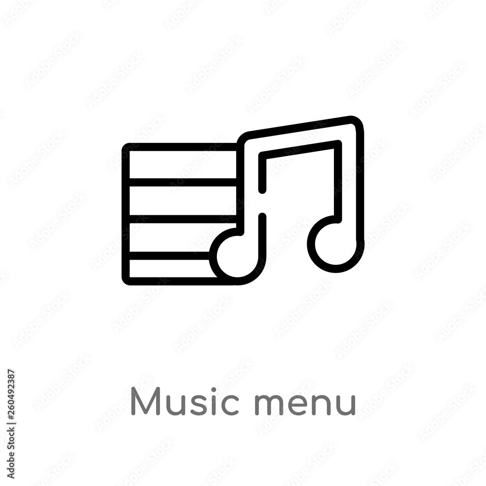 outline music menu vector icon. isolated black simple line element illustration from ultimate glyphicons concept. editable vector stroke music menu icon on white background outline music menu vector icon. isolated black simple line element illustration from ultimate glyphicons concept. editable vector stroke music menu icon on white background
