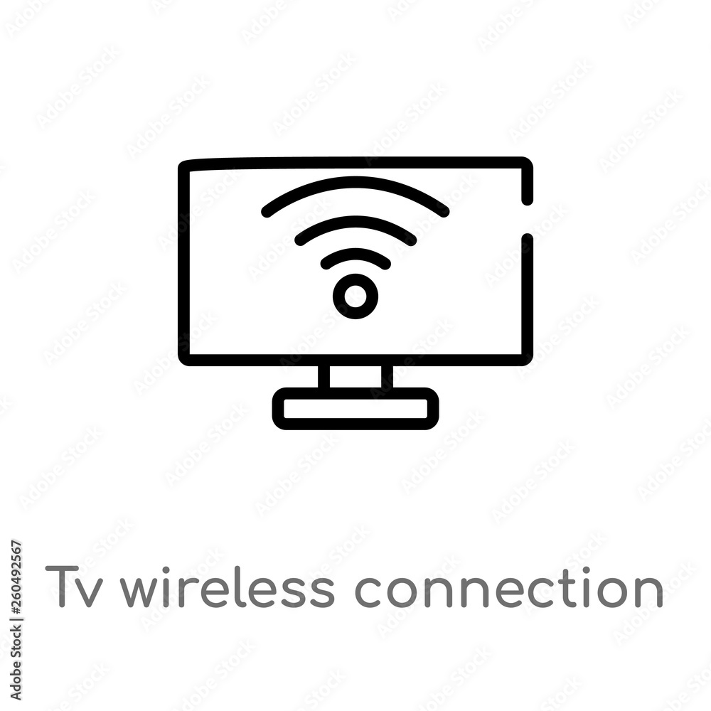 outline tv wireless connection vector icon. isolated black simple line element illustration from ultimate glyphicons concept. editable vector stroke tv wireless connection icon on white background outline tv wireless connection vector icon. isolated black simple line element illustration from ultimate glyphicons concept. editable vector stroke tv wireless connection icon on white background
