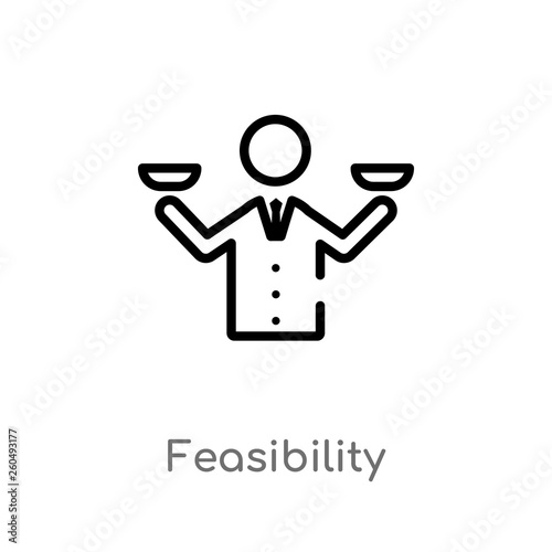 outline feasibility vector icon. isolated black simple line element illustration from user concept. editable vector stroke feasibility icon on white background