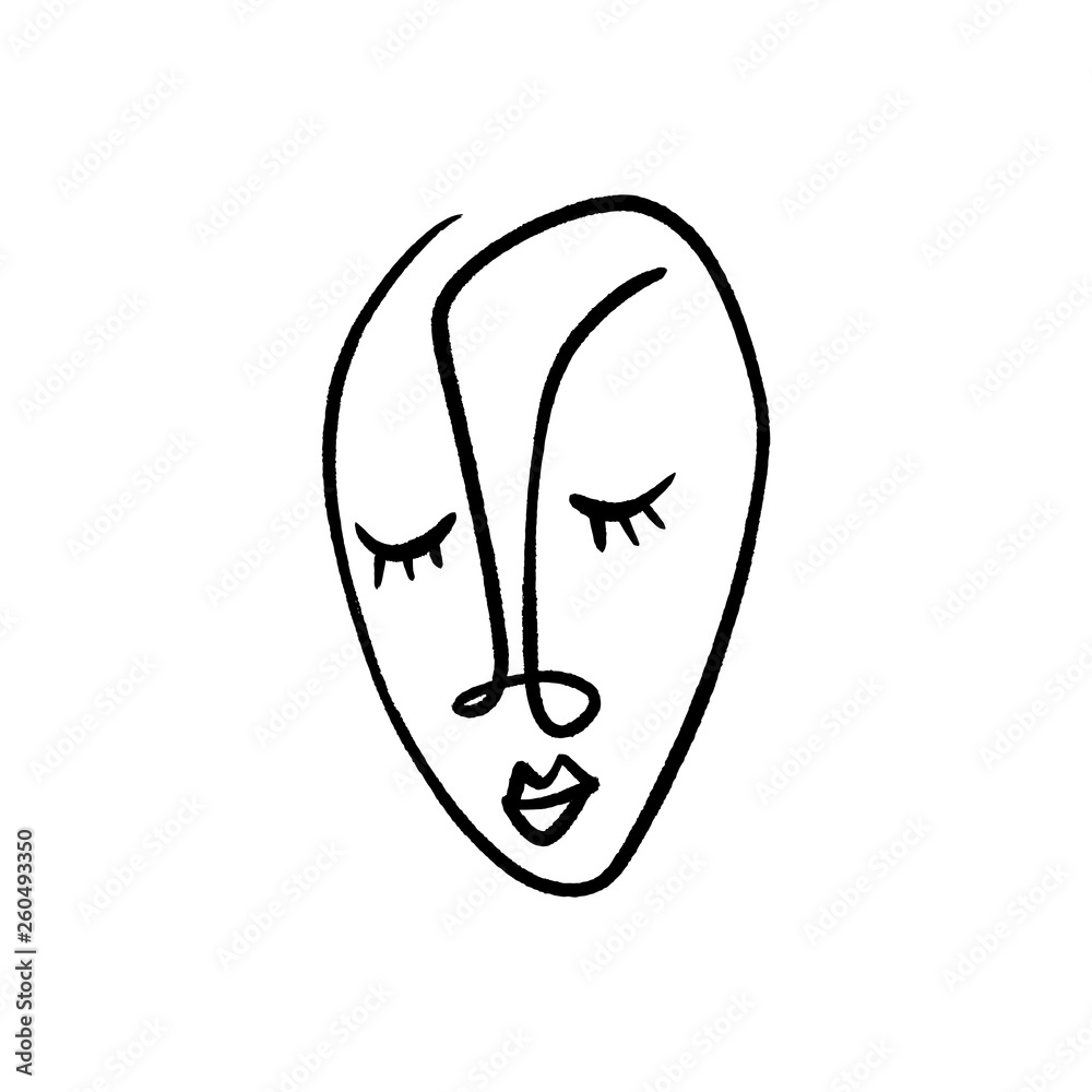 Line face drawing. Portrait in minimalistic style. Vector Line face drawing. Portrait in minimalistic style. Vector