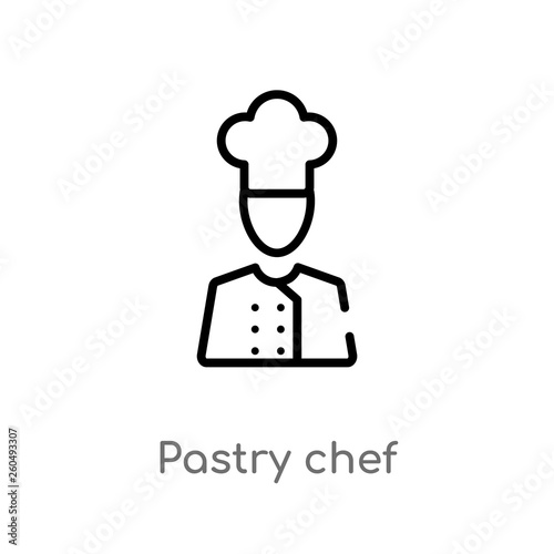 outline pastry chef vector icon. isolated black simple line element illustration from user concept. editable vector stroke pastry chef icon on white background