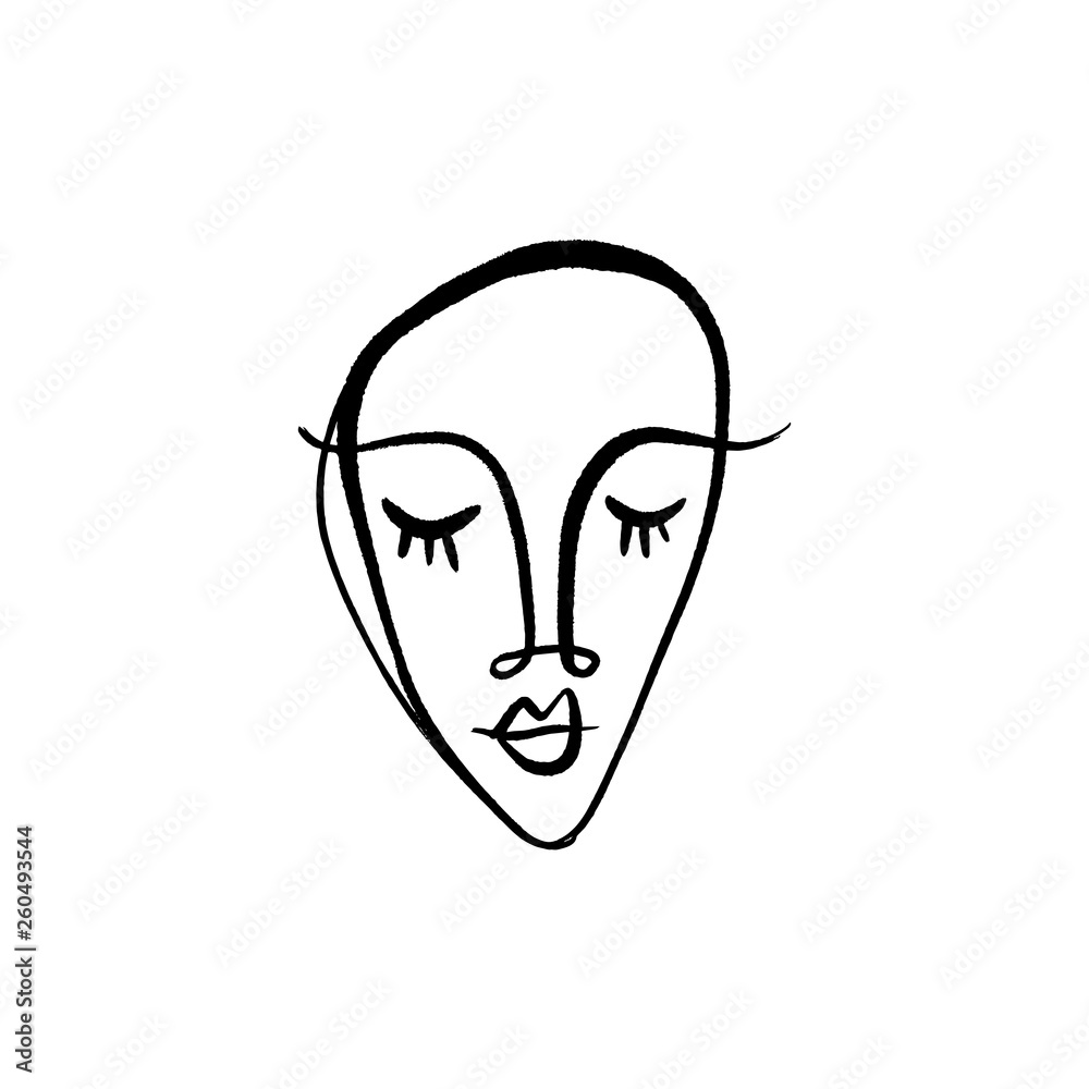 Line face drawing. Portrait in minimalistic style. Vector Line face drawing. Portrait in minimalistic style. Vector