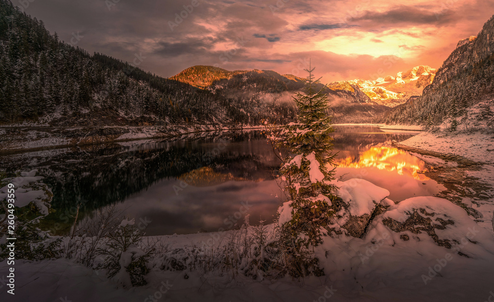 sunset in mountains