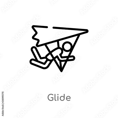 outline glide vector icon. isolated black simple line element illustration from user concept. editable vector stroke glide icon on white background