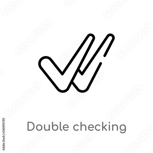 outline double checking vector icon. isolated black simple line element illustration from user interface concept. editable vector stroke double checking icon on white background