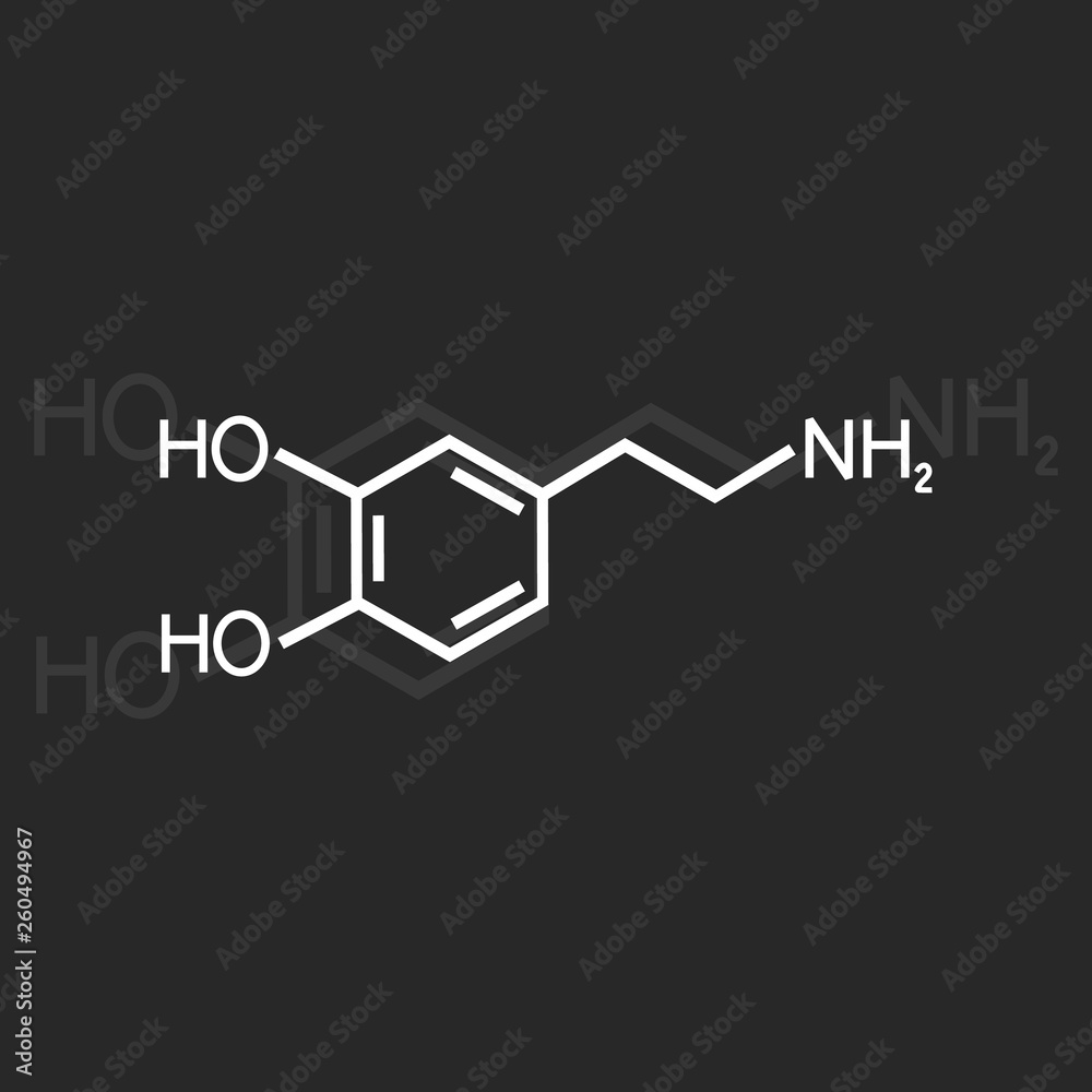 Dopamine vector icon with shadow on dark background Dopamine vector icon with shadow on dark background