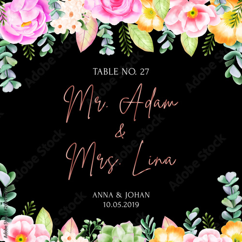 beauty floral frame escort card