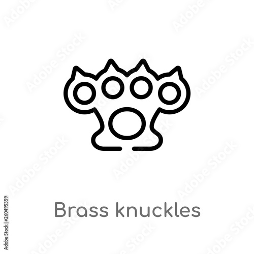 outline brass knuckles vector icon. isolated black simple line element illustration from weapons concept. editable vector stroke brass knuckles icon on white background