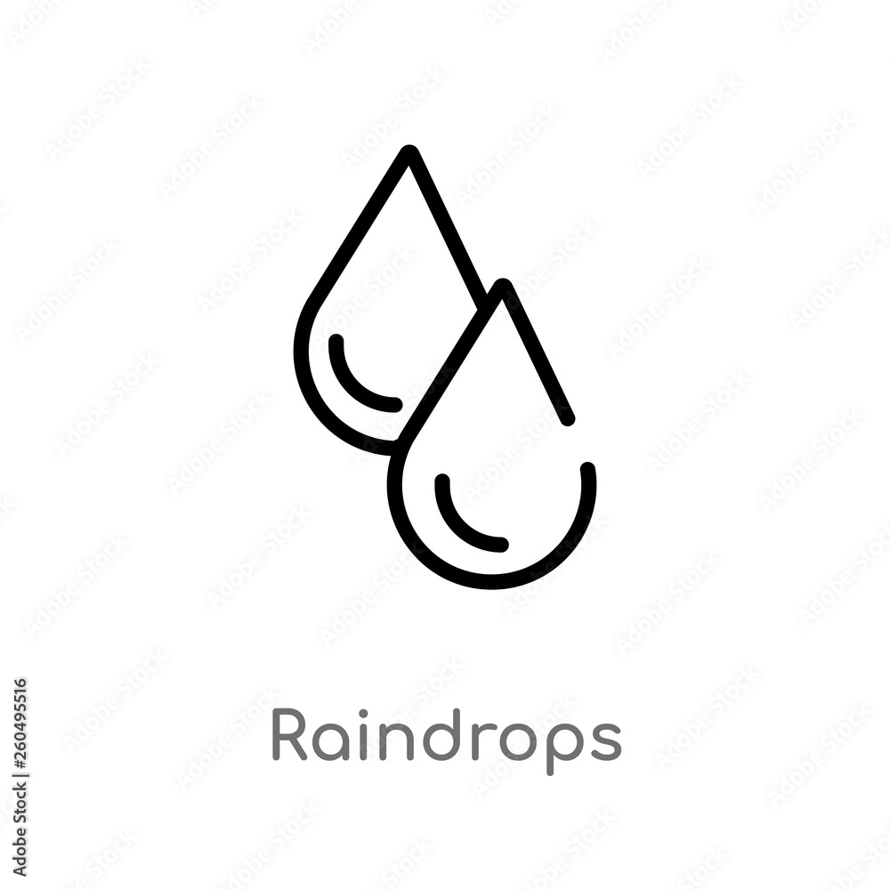 outline raindrops vector icon. isolated black simple line element illustration from weather concept. editable vector stroke raindrops icon on white background outline raindrops vector icon. isolated black simple line element illustration from weather concept. editable vector stroke raindrops icon on white background
