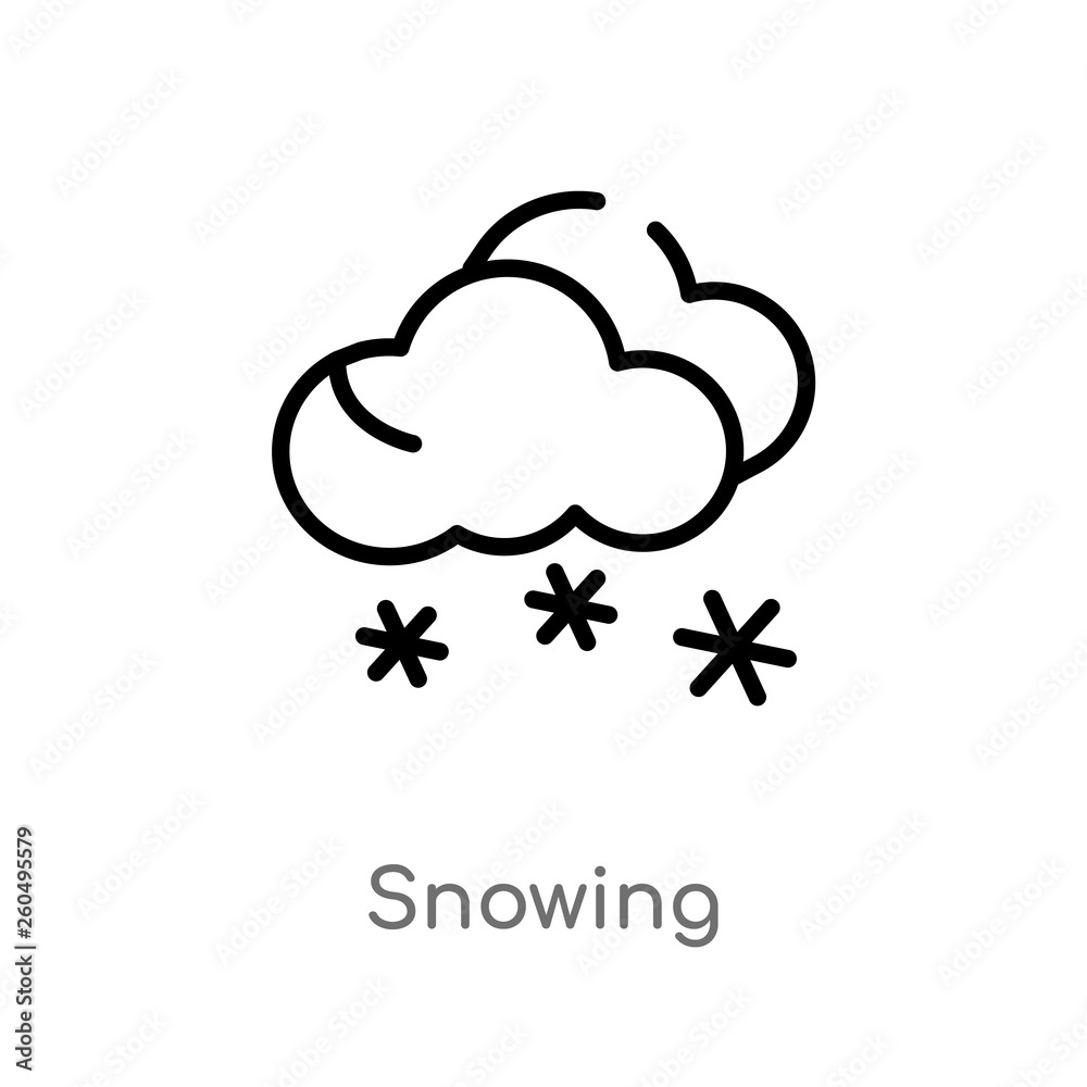outline snowing vector icon. isolated black simple line element illustration from weather concept. editable vector stroke snowing icon on white background outline snowing vector icon. isolated black simple line element illustration from weather concept. editable vector stroke snowing icon on white background