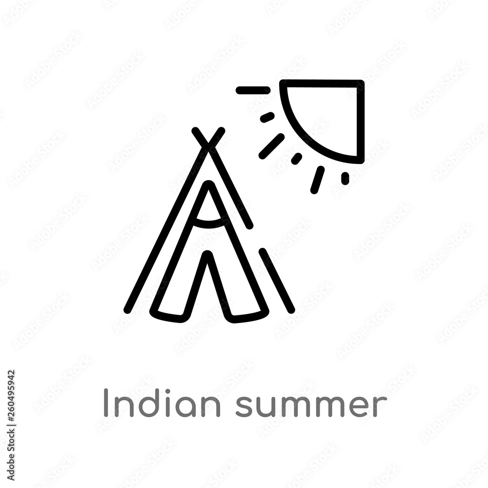 outline indian summer vector icon. isolated black simple line element illustration from weather concept. editable vector stroke indian summer icon on white background outline indian summer vector icon. isolated black simple line element illustration from weather concept. editable vector stroke indian summer icon on white background