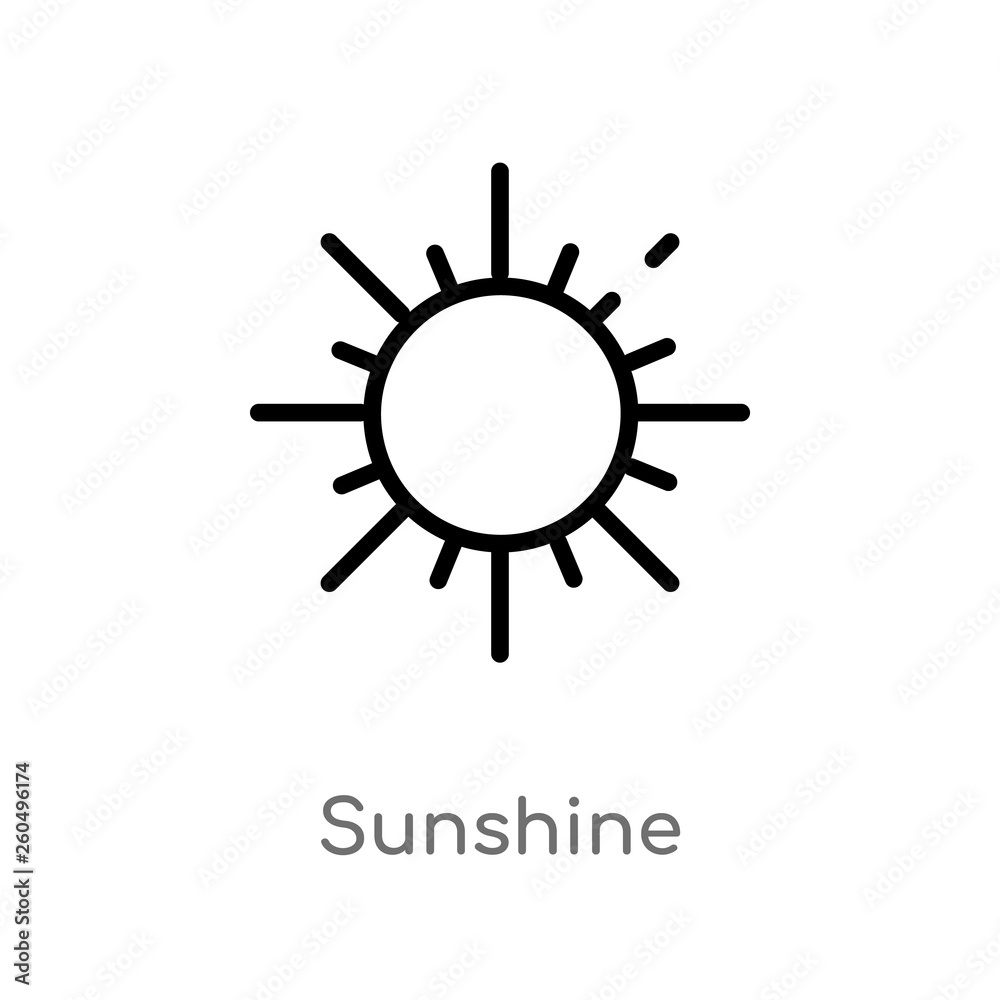 outline sunshine vector icon. isolated black simple line element illustration from weather concept. editable vector stroke sunshine icon on white background outline sunshine vector icon. isolated black simple line element illustration from weather concept. editable vector stroke sunshine icon on white background
