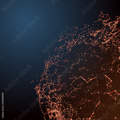 Futuristic abstract technology and engineering background with computer generated 3D pattern. Information technology, computer and social networks, business concepts