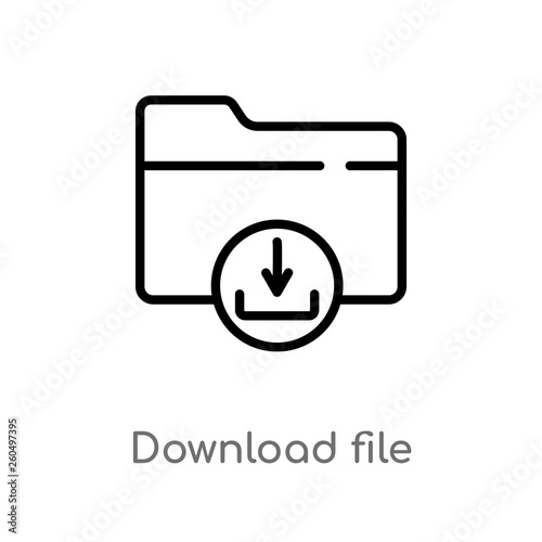 outline download file vector icon. isolated black simple line element illustration from web concept. editable vector stroke download file icon on white background