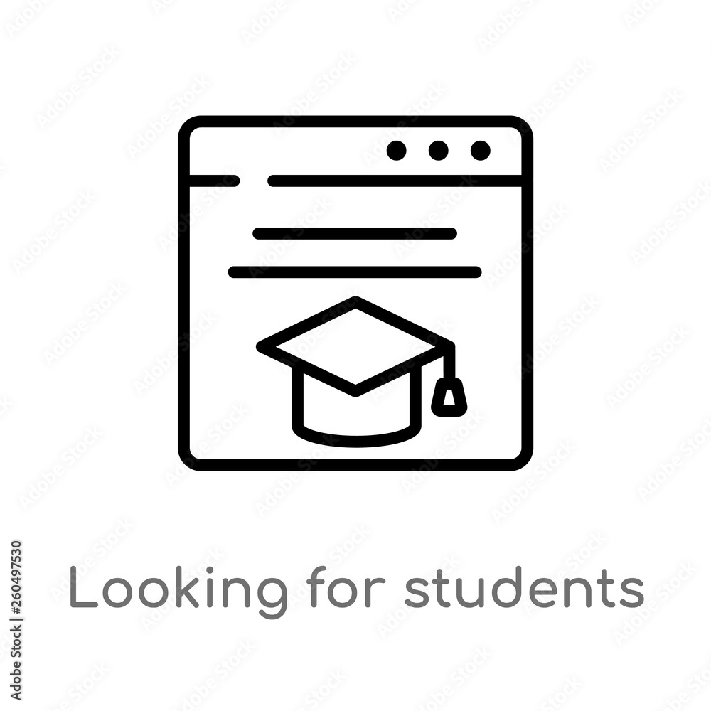 outline looking for students vector icon. isolated black simple line element illustration from web concept. editable vector stroke looking for students icon on white background