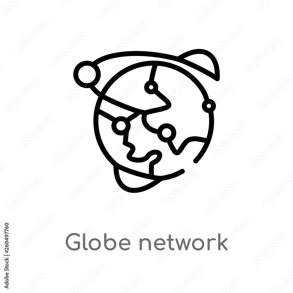 outline globe network vector icon. isolated black simple line element illustration from web hosting concept. editable vector stroke globe network icon on white background outline globe network vector icon. isolated black simple line element illustration from web hosting concept. editable vector stroke globe network icon on white background