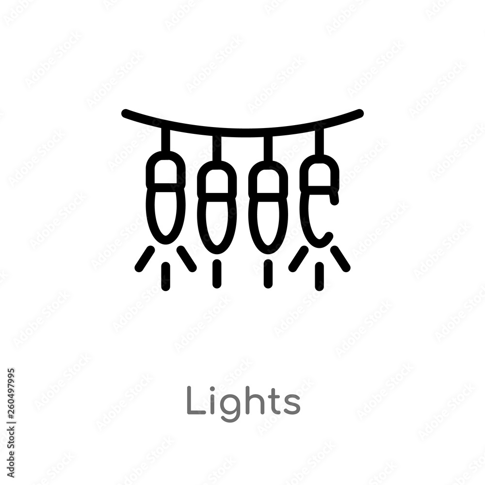 outline lights vector icon. isolated black simple line element illustration from winter concept. editable vector stroke lights icon on white background outline lights vector icon. isolated black simple line element illustration from winter concept. editable vector stroke lights icon on white background