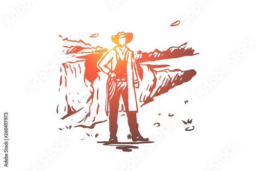 USA, cowboy, national, America, state concept. Hand drawn isolated vector.