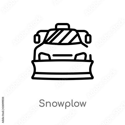 outline snowplow vector icon. isolated black simple line element illustration from winter concept. editable vector stroke snowplow icon on white background