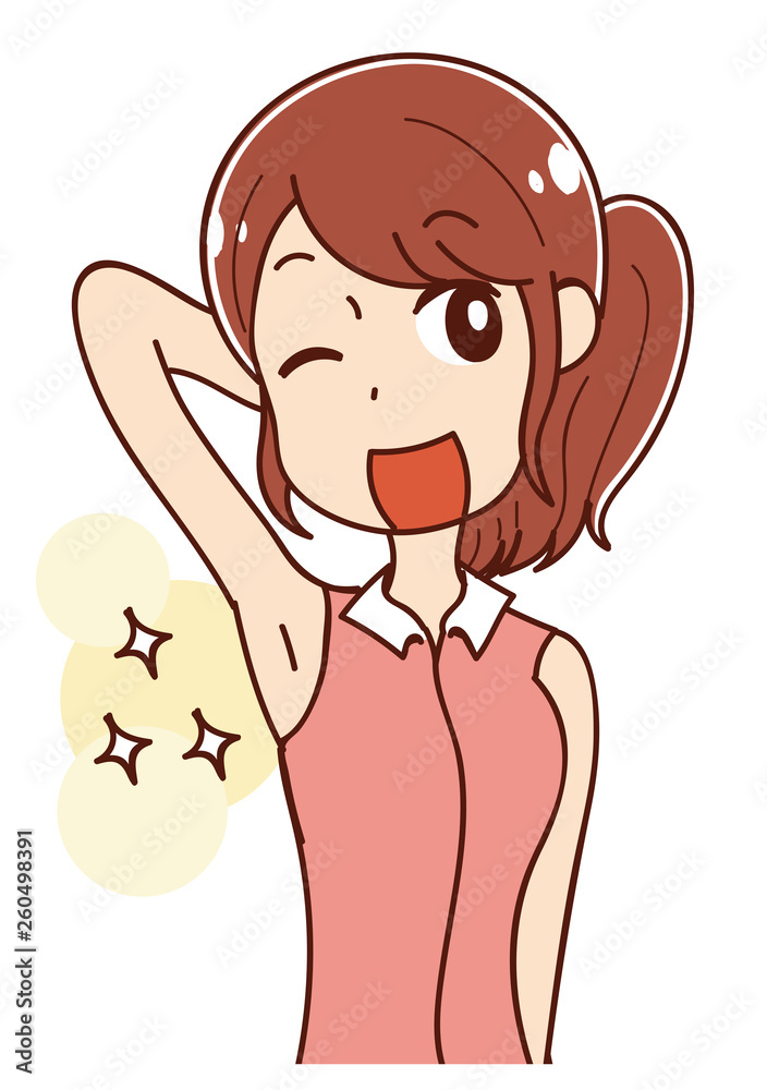 ワキがきれいな女性のイラスト素材 ワキがきれいな女性のイラスト素材