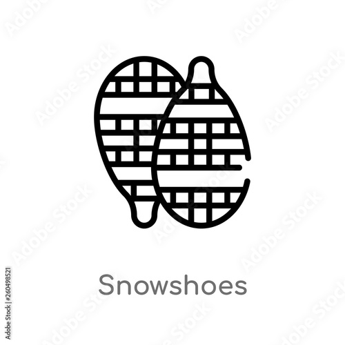 outline snowshoes vector icon. isolated black simple line element illustration from winter concept. editable vector stroke snowshoes icon on white background