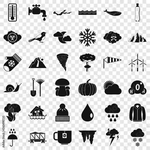 Cloud icons set. Simple style of 36 cloud vector icons for web for any design