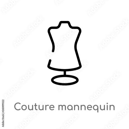 outline couture mannequin vector icon. isolated black simple line element illustration from woman clothing concept. editable vector stroke couture mannequin icon on white background