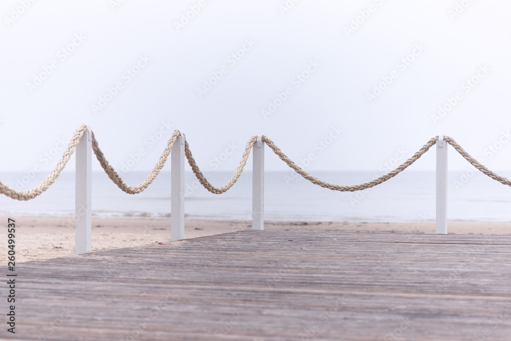 Fototapeta premium Terrace with ropes on the beach